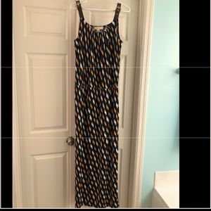 Michael Kors Maxi Dress. Size Large. Navy/Orange/White. EUC